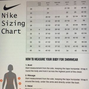 nike swim size chart